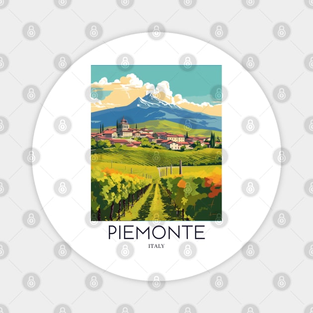 A Pop Art Travel Print of Piemonte - Italy Magnet by Studio Red Koala